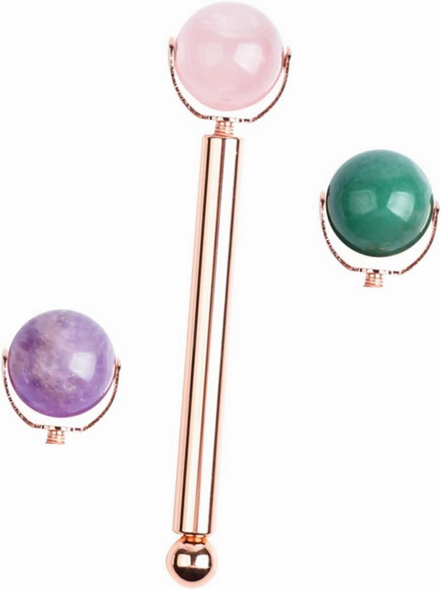 1Set Stick Skin Care Tool for Puffiness Relief Includes Replacement Roll Beads and Roller Bar Face Massager for Home
