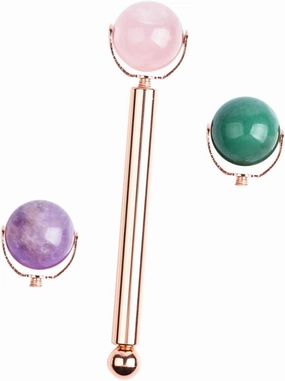 1Set Stick Skin Care Tool for Puffiness Relief Includes Replacement Roll Beads and Roller Bar Face Massager for Home