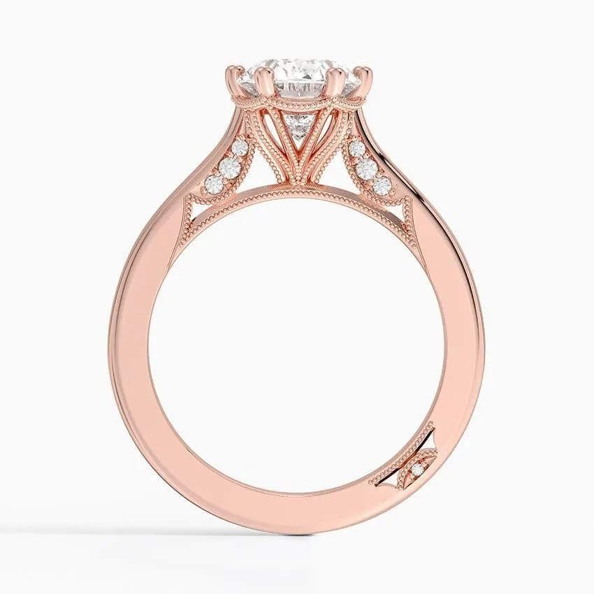 2 CT Oval Cut Cathedral Crown Moissanite Engagement Ring, Handmade Wedding Ring, Milgrain Tacori Promise Ring, Christmas Gift For Her In 10K/14K/18K Solid Gold & 925 Sterling Silver