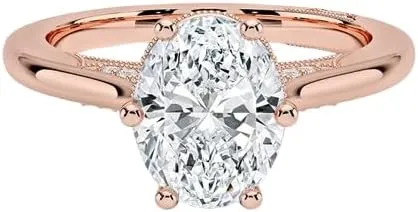 2 CT Oval Cut Cathedral Crown Moissanite Engagement Ring, Handmade Wedding Ring, Milgrain Tacori Promise Ring, Christmas Gift For Her In 10K/14K/18K Solid Gold & 925 Sterling Silver