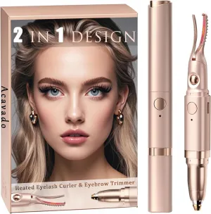 2 in 1 Heated Eyelash Curlers and Eyebrow Trimmer for Women, Electric Eyelash Curler with 2 Temperature Modes Anti-Burn USB Rechargeable Heated Eyelash Curler, Perfect Christmas Gift for Women-A4