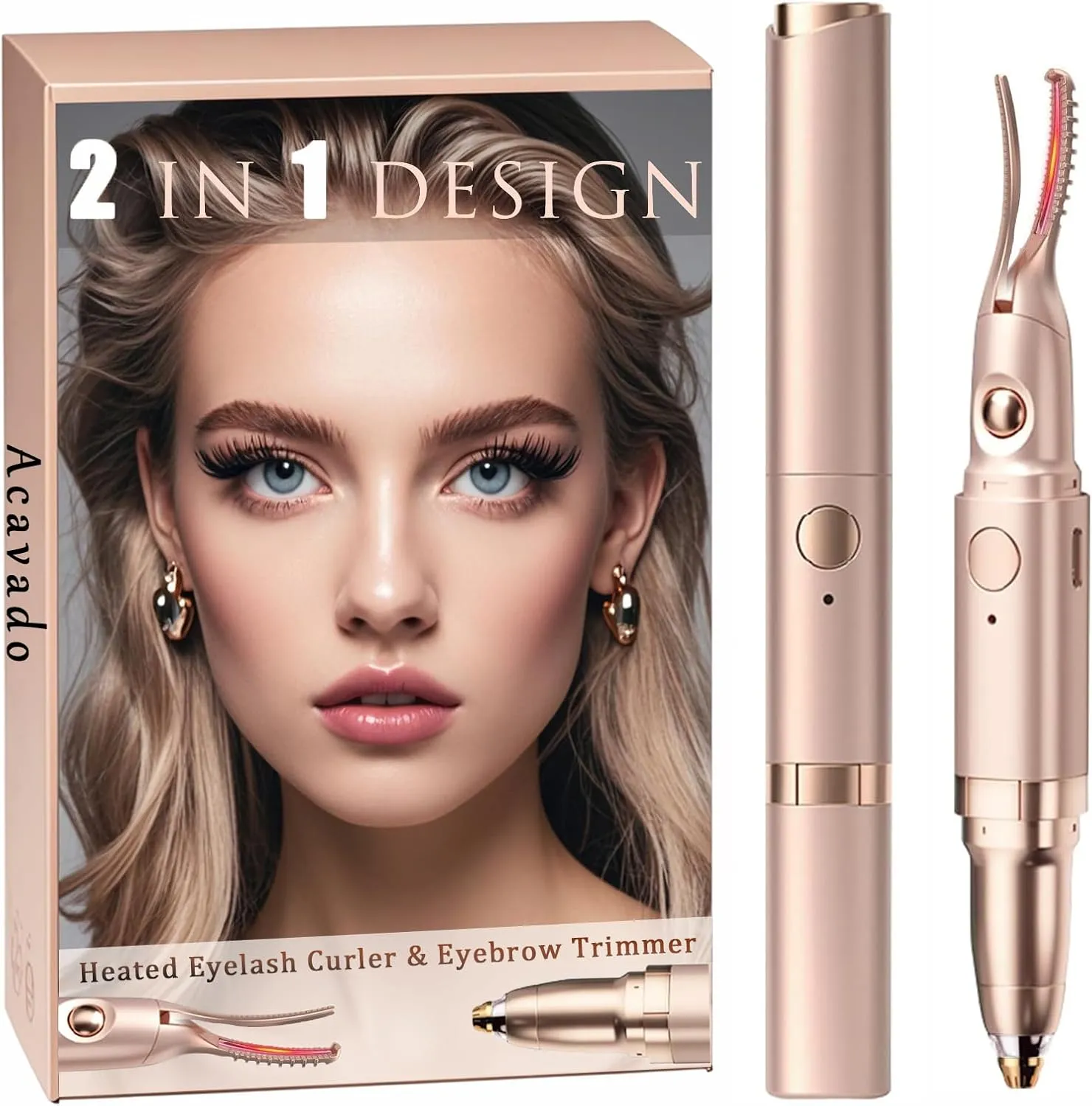 2 in 1 Heated Eyelash Curlers and Eyebrow Trimmer for Women, Electric Eyelash Curler with 2 Temperature Modes Anti-Burn USB Rechargeable Heated Eyelash Curler, Perfect Christmas Gift for Women-A4