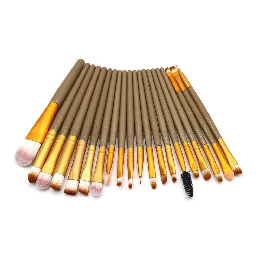 20 Eye Makeup Brushes Lip Brushes Eye Shadow Brushes Beauty Makeup Tool Set (Size : Golden)