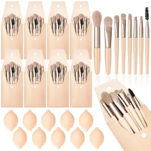 20 Pcs Travel Makeup Brush Set, 10 Pcs Mini Travel Brush Set with Bag, 10 Pcs Makeup Sponge Princess Party Favor Set for Women Girl Home Business Party Souvenirs(Nude)