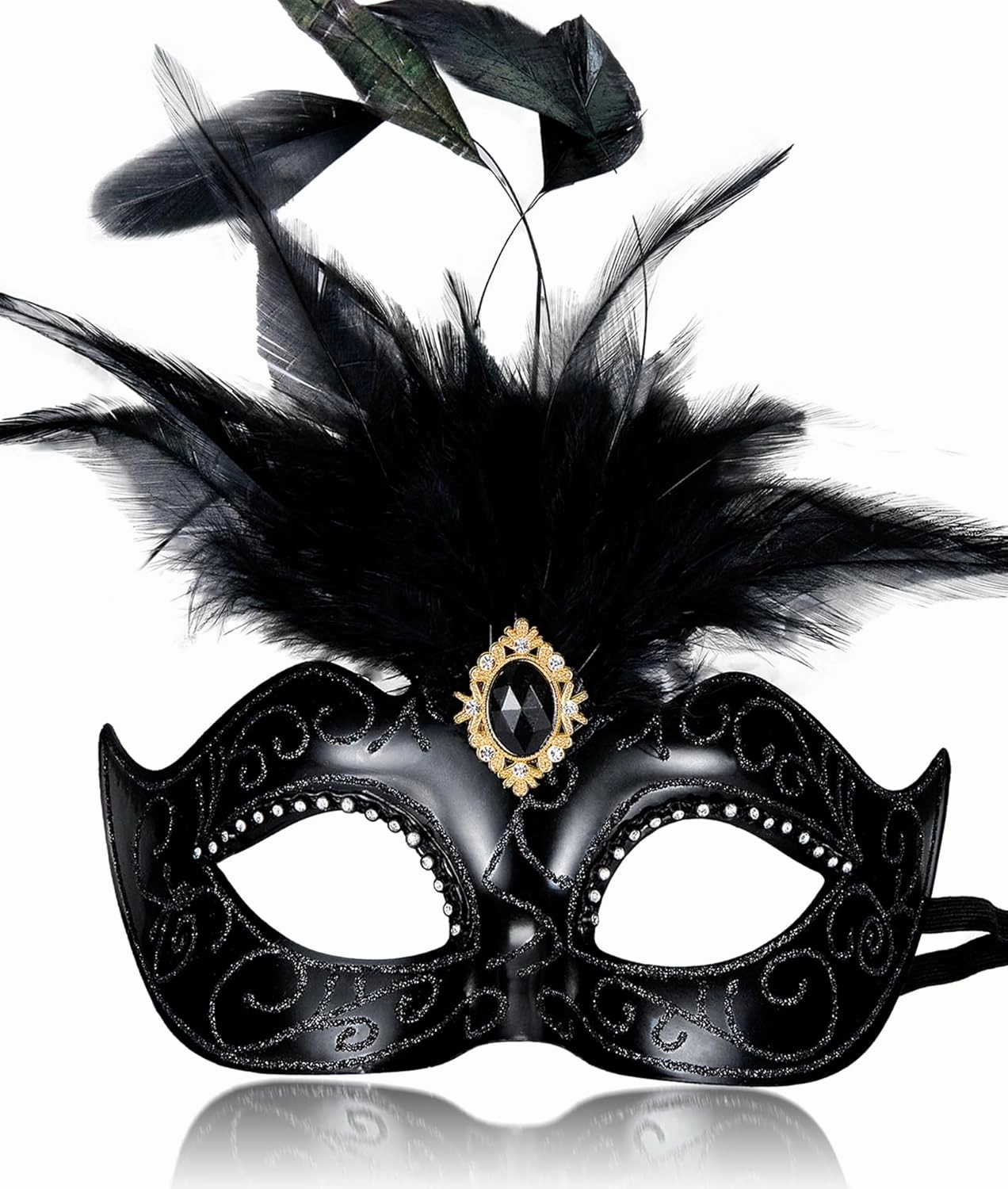 2025 Masquerade Mask for Women with Feathers - Venetian Masquerade Mask for Carnival Ball, Mardi Gras, Prom