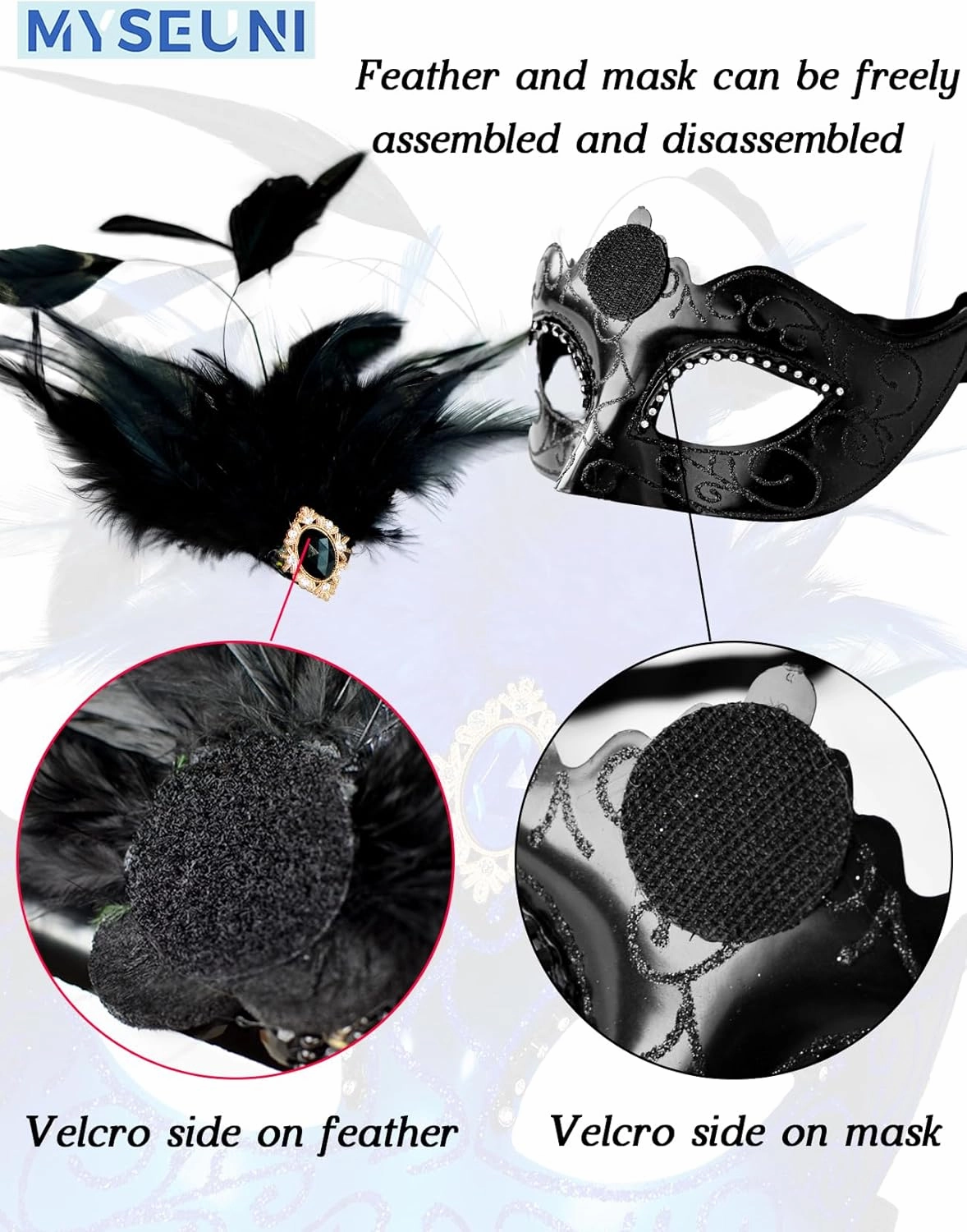 2025 Masquerade Mask for Women with Feathers - Venetian Masquerade Mask for Carnival Ball, Mardi Gras, Prom