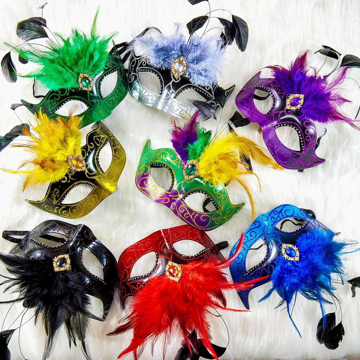 2025 Masquerade Mask for Women with Feathers - Venetian Masquerade Mask for Carnival Ball, Mardi Gras, Prom
