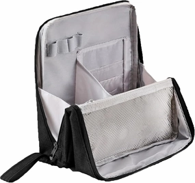 2025 Releveantoe Standing Makeup Bag – Portable, Large Capacity, Stand Up Makeup Bag, Multiple Compartments Keep Makeup And Tools Neatly Sorted (Black-Oxford, Only Bag)