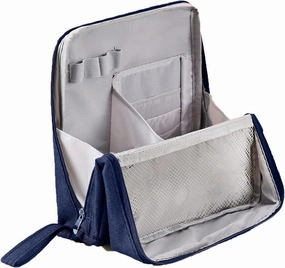 2025 Releveantoe Standing Makeup Bag – Portable, Large Capacity, Stand Up Makeup Bag, Multiple Compartments Keep Makeup And Tools Neatly Sorted (Navy-Oxford, Only Bag)
