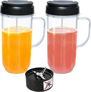 22OZ Magic Bullet Blender Cups, Tall 22oz Cup with Cross Blade,250W MB1001 Replacement Parts Compatible with Magic Bullet Blender Juicer Mixer