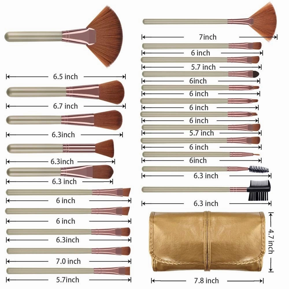 22pcs Makeup Brushes Kit Foundation Powder Eye Shadow Lip Blusher Brush Brown Hair Make Up Brushes Tool Set(Color:5)(1)