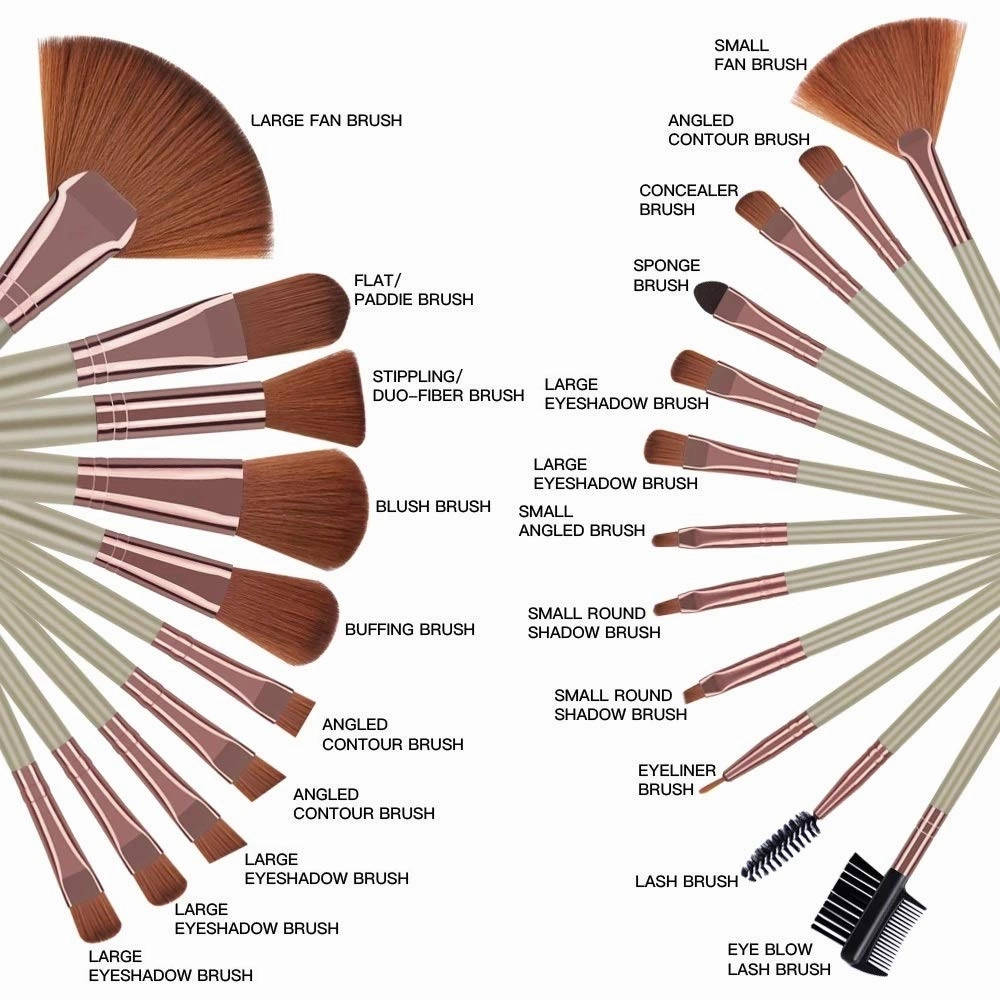 22pcs Makeup Brushes Kit Foundation Powder Eye Shadow Lip Blusher Brush Brown Hair Make Up Brushes Tool Set(Color:5)(1)
