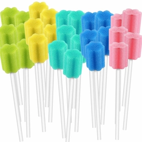 250 Count Unflavored Disposable Oral Swabs, Tooth Shape for Oral Cavity Cleaning Sponge Swab Individually Wrapped - 5 Colors
