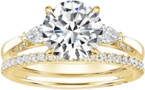 2.50CT Moissanite Wedding Bridal Ring Colorless VVS1 10K 14K 18K Gold & S925 Engagement Ring Tacori Three Stone Promise Ring Set Memorial Gift For Her