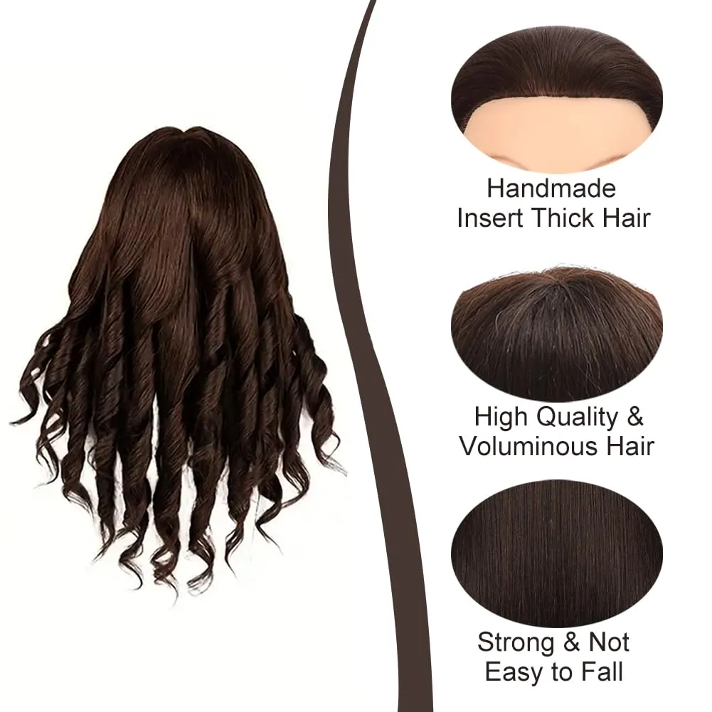 26 Inch Mannequin Head 80% Real Human Hair Styling Mannequin Doll Head Human Hair for Hairdresser Practice Hair and Makeup With Free Clamp (#4 No Makeup)