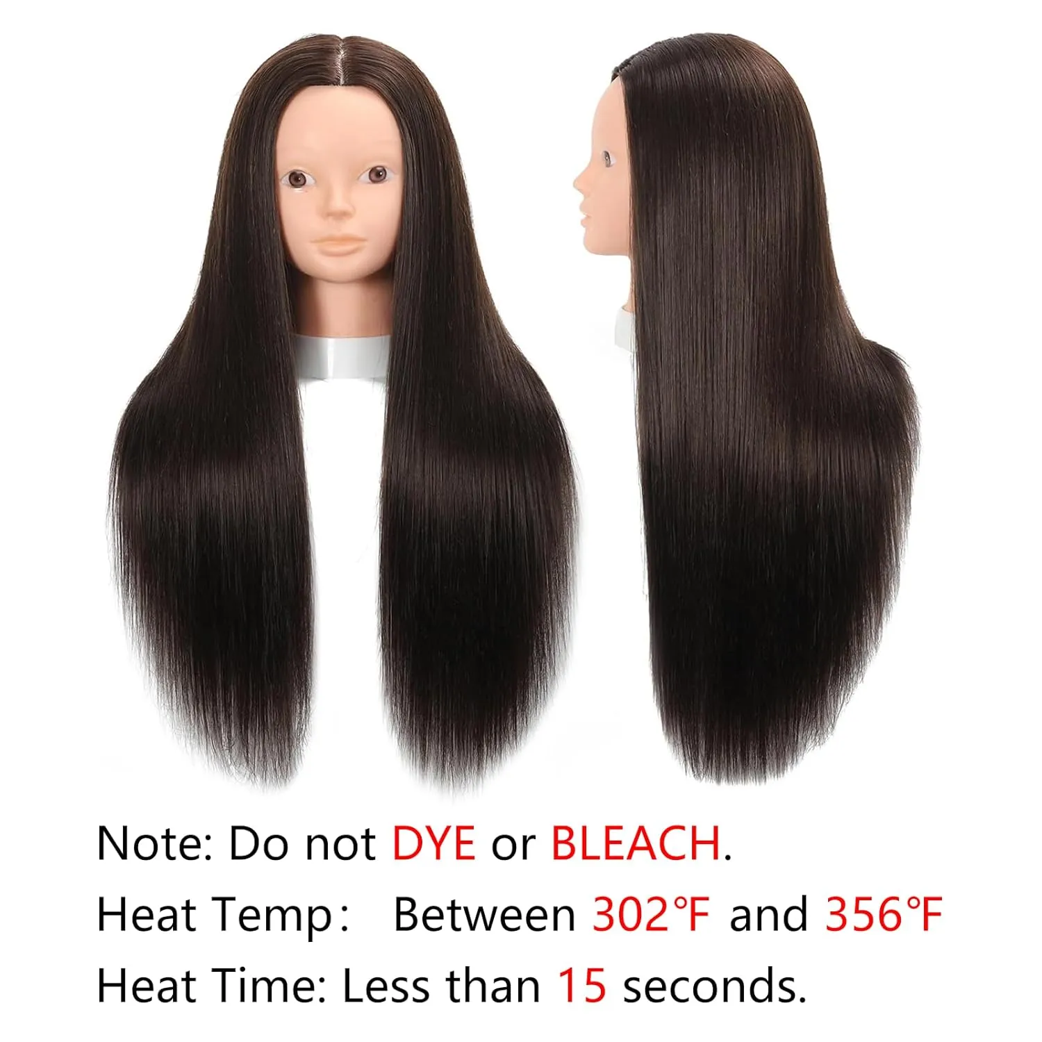 26 Inch Mannequin Head 80% Real Human Hair Styling Mannequin Doll Head Human Hair for Hairdresser Practice Hair and Makeup With Free Clamp (#4 No Makeup)