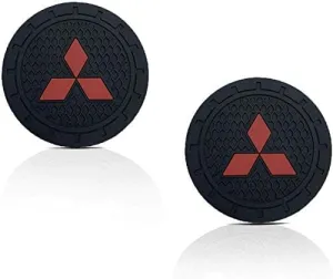 2.75 Inch Diameter Oval Tough Car Logo Vehicle Travel Auto Cup Holder Insert Coaster Can 2 Pcs Pack (fit Mitsubishi)