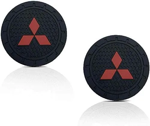 2.75 Inch Diameter Oval Tough Car Logo Vehicle Travel Auto Cup Holder Insert Coaster Can 2 Pcs Pack (fit Mitsubishi)