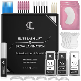 2 in 1 Lash Lift Kit and Brow Lamination Kit | Instant Perming, Lifting & Curling for Eyelashes & Eyebrows | Professional Salon Results Lasting 6-8 Weeks | Includes Glue & Supplies for 5  Treatments