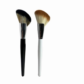 2 Pcs Fan-shaped Face Contour Makeup Brushes - Powder Blush Highlighter Bronzer Brush Set, Ergonomic Wood Handle, Soft Silky Synthetic Bristles