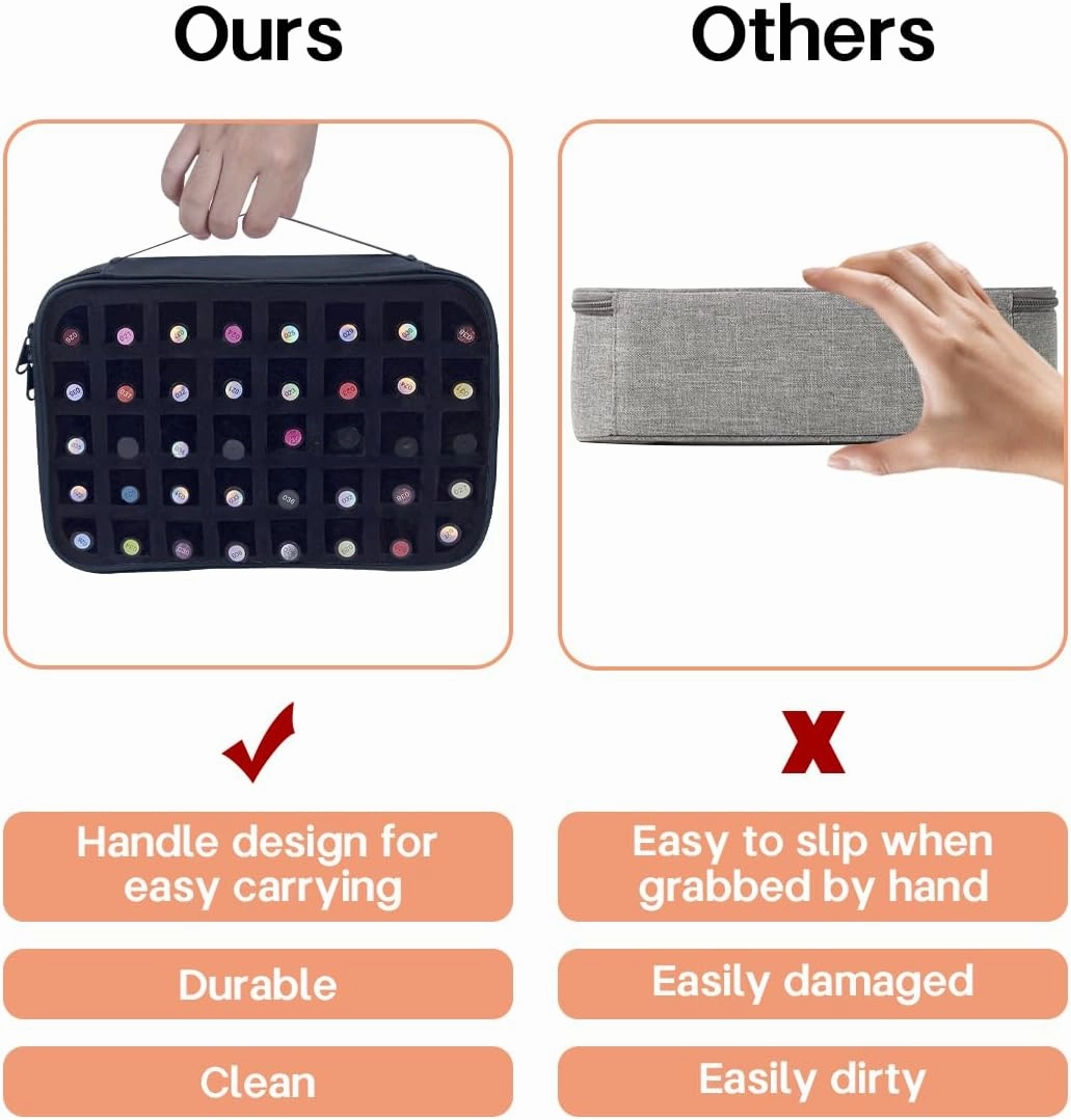 2 Pcs Small Clear Nail Polish Organizer Holds 80 bottles(15ml-0.5fl.oz) Nail Polish Case Multifunctional Nail Polish Bag Organizer, Cosmetic Travel Makeup Bags for Women Black