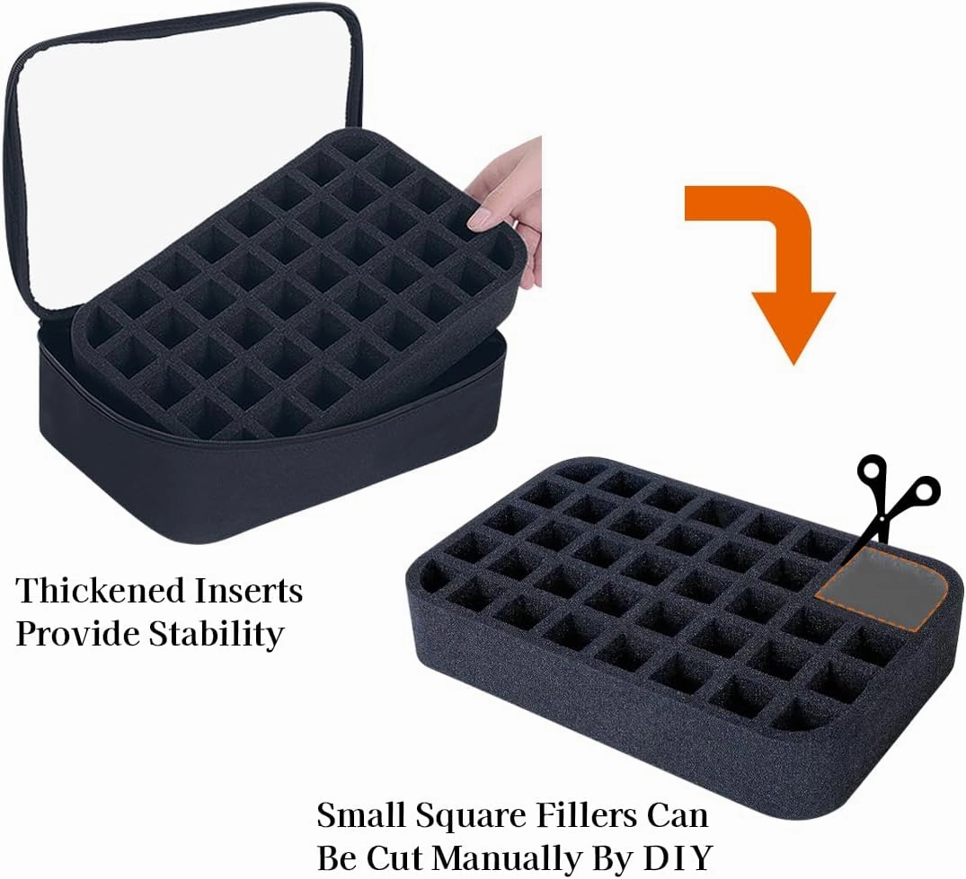 2 Pcs Small Clear Nail Polish Organizer Holds 80 bottles(15ml-0.5fl.oz) Nail Polish Case Multifunctional Nail Polish Bag Organizer, Cosmetic Travel Makeup Bags for Women Black