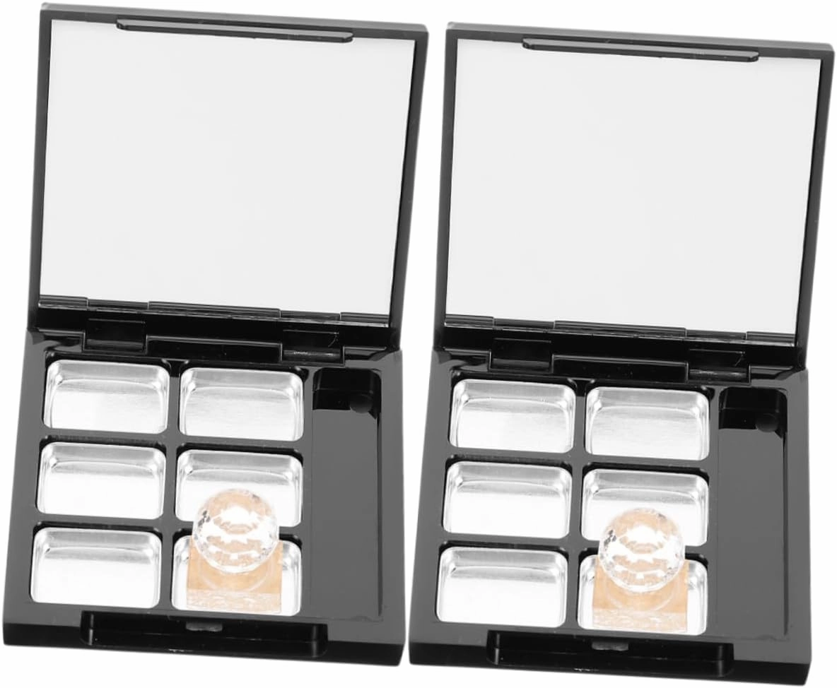 2 Sets Makeup Palette Holder Refillable Decants Empty Palette Reusable Blusher Empty Lip Gloss Tubes Sponge Cosmetic Jars with Lids Secret Household Eyeshadow Tray Aluminum Black