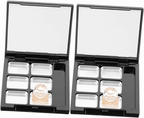 2 Sets Makeup Palette Holder Refillable Decants Empty Palette Reusable Blusher Empty Lip Gloss Tubes Sponge Cosmetic Jars with Lids Secret Household Eyeshadow Tray Aluminum Black