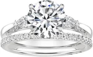 2CT Moissanite Wedding Bridal Ring Colorless VVS1 10K 14K 18K Gold & S925 Engagement Ring Tacori Three Stone Promise Ring Set Memorial Gift For Her