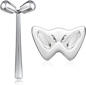 2PCS Gua Sha Cooling Facial Tool, Stainless Steel Massage Tool, Scraper Tool for Soft Tissue Physical Therapy Stuff, Guasha Beauty Tool for Body Eyes Neck, HD