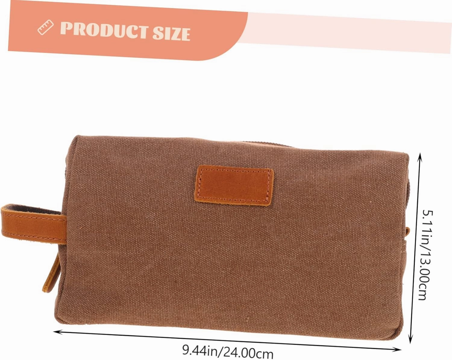 2pcs Canvas Practical Clutch Shaving Retro Storage Pouch Cosmetic Travel Kit Bag Makeup for Leather, Coffee, 10X13X24CM
