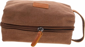 2pcs Canvas Practical Clutch Shaving Retro Storage Pouch Cosmetic Travel Kit Bag Makeup for Leather, Coffee, 10X13X24CM