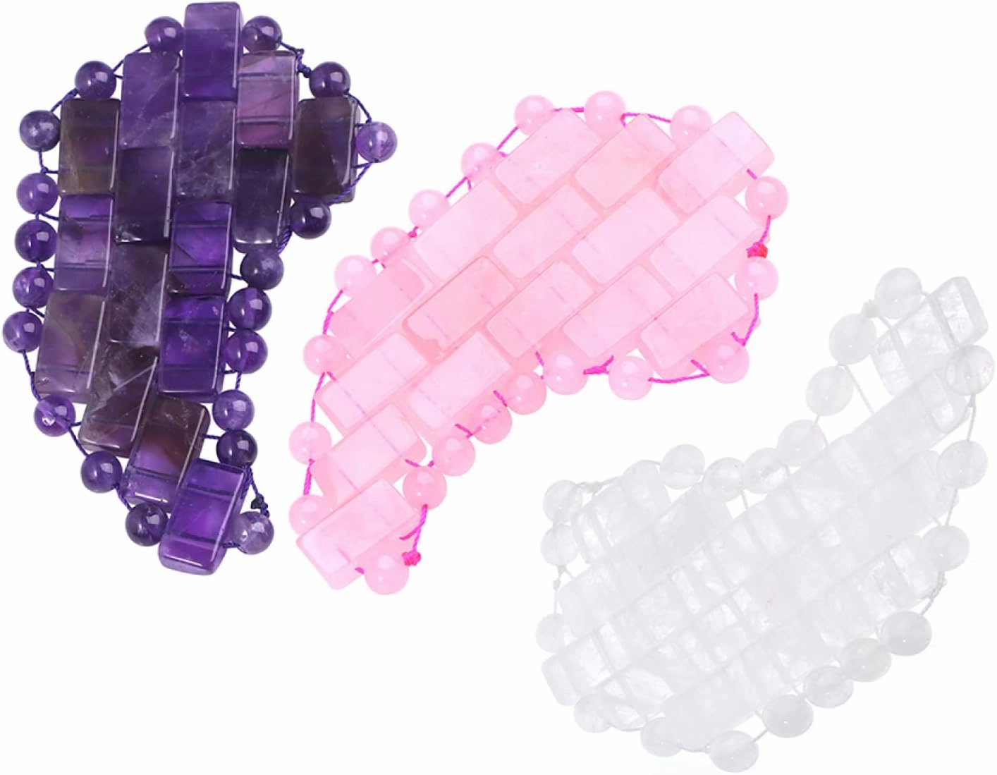 2Pcs Jade Eye Massage Puffiness Sleep Facial Mask Natural Rose Quartz Cool Massage Stone Eye Patch Massage,Pink