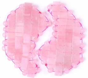 2Pcs Jade Eye Massage Puffiness Sleep Facial Mask Natural Rose Quartz Cool Massage Stone Eye Patch Massage,Pink