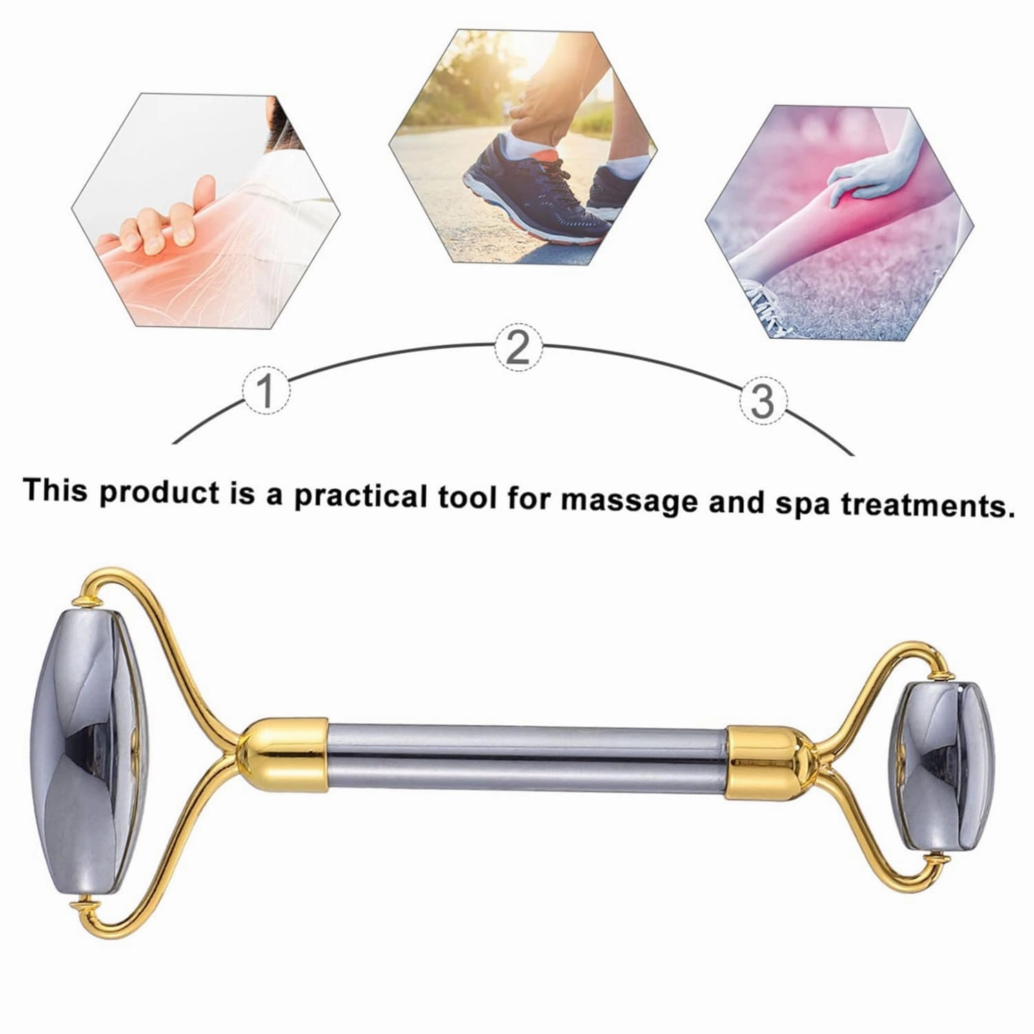 2pcs Jade Face Roller 's Facial Wrinkles Heads Skin Care Tool Anti-aging
