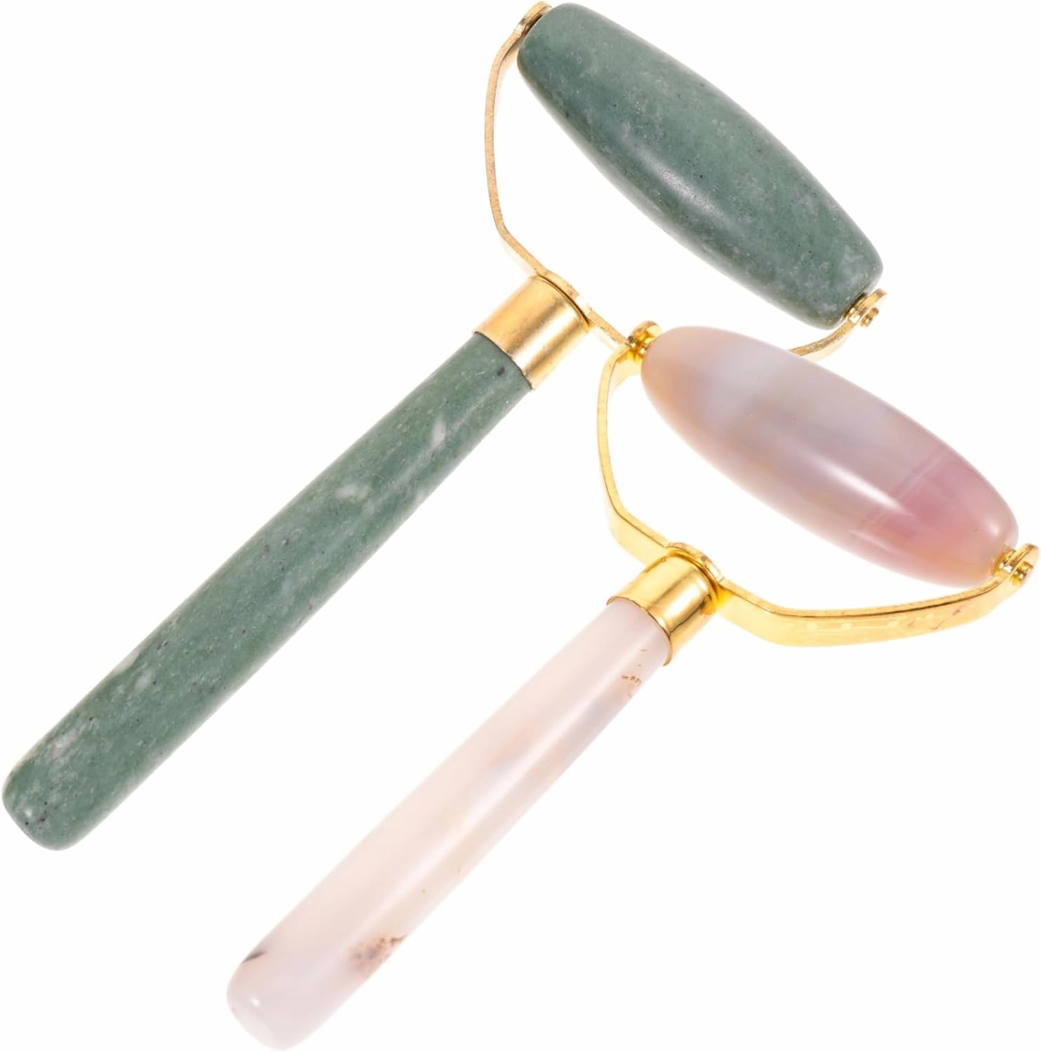 2Pcs Jade Facial Massager Roller Skin Care Tool for Face Body Eyes Smooth Scraper for Unblocking Massaging Present for Self Care and Relaxation