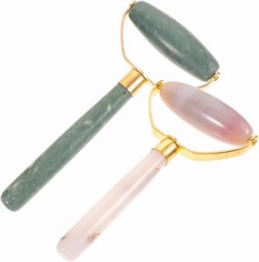 2Pcs Jade Facial Massager Roller Skin Care Tool for Face Body Eyes Smooth Scraper for Unblocking Massaging Present for Self Care and Relaxation