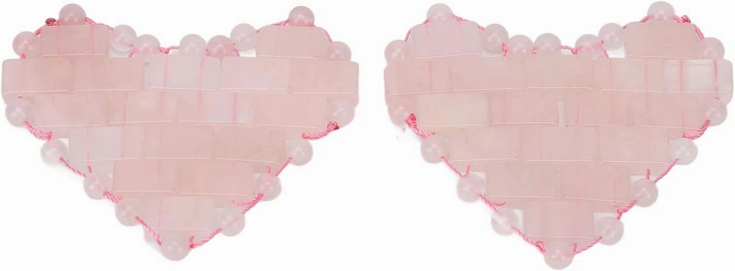 2Pcs Jadestone Eye Pad, Heart Shaped Facial Massage with Wrinkles Puffiness Removal Reusable for Relaxation Reduce Dark Circles Stress Skin Care Rose Quartz