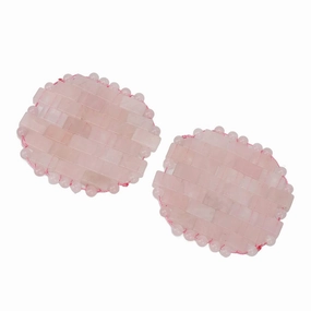 2pcs Rose Quartz Eye Pad, Migraine Relief Eliminate Wrinkles Puffiness Quartz Cooling Eye Cover, Anti Aging Facial Stone Mask, Facial Cooling Mask for Massage Relaxing Sleeping