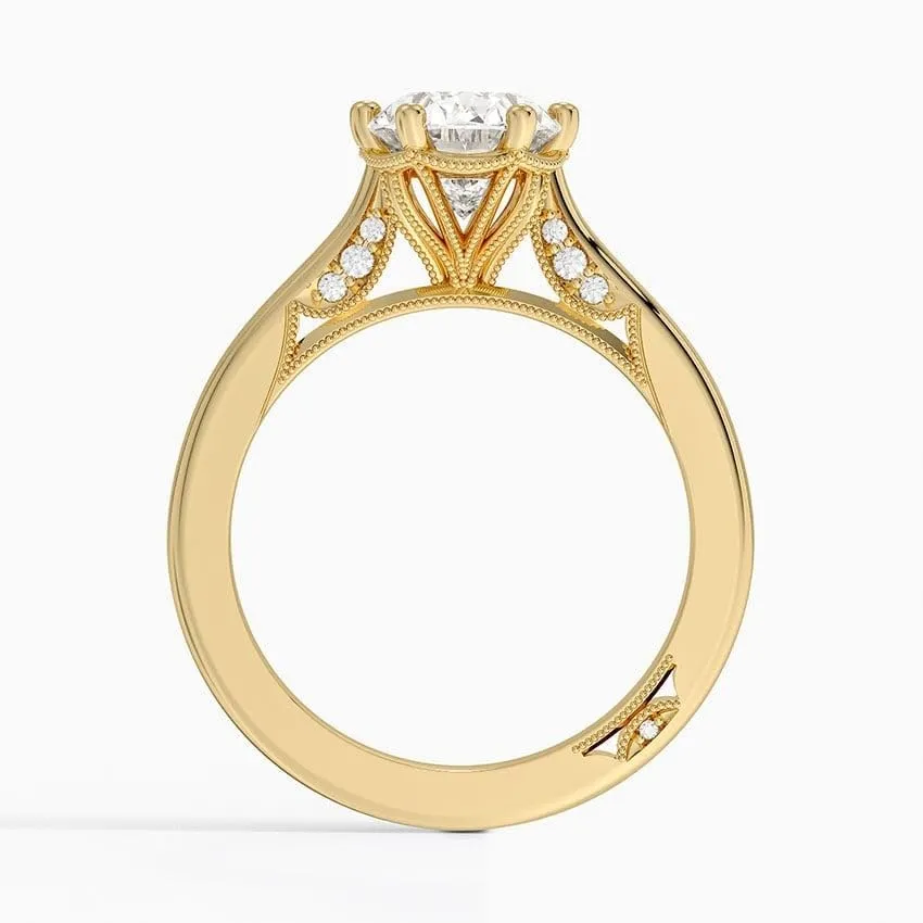 3 CT Oval Cut Cathedral Crown Moissanite Engagement Ring, Handmade Wedding Ring, Milgrain Tacori Promise Ring, Christmas Gift For Her In 10K/14K/18K Solid Gold & 925 Sterling Silver