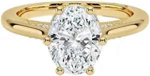 3 CT Oval Cut Cathedral Crown Moissanite Engagement Ring, Handmade Wedding Ring, Milgrain Tacori Promise Ring, Christmas Gift For Her In 10K/14K/18K Solid Gold & 925 Sterling Silver