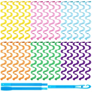 30 Pieces Wave Spiral Curlers Kit, No Heat Rollers with Hooks for Long Hair Styling - All Hairstyles (50 cm/ 19.68 Inch)