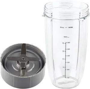 32 oz Colossal Cup and Extractor Blade Replacement Parts Compatible with NutriBullet 600W 900W Blenders NB-101B NB-101S