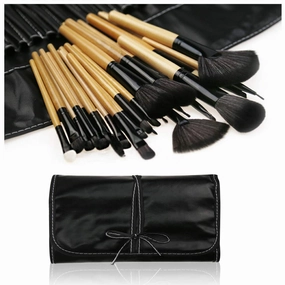 32 PCS Makeup Brush Set, Natural Synthetic Bristle Wooden Handle Cosmetics Foundation Eyeliner Mascara Eyeshadow Face Powder Blush Lipstick Makeup Brush