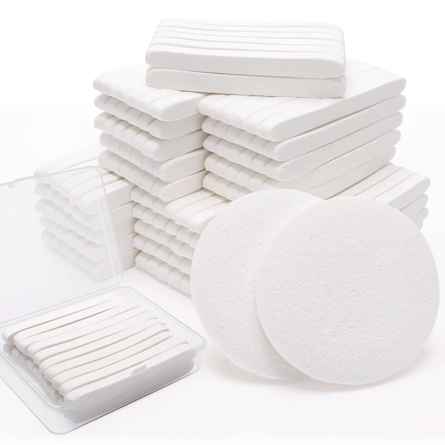 360 1 Pack White Compressed Facial Sponges, Luxiv Round Compress Face Cleaning Sponge for Estheticians Face Sponge Soft Compressed Makeup Sponges with Travel case (360)