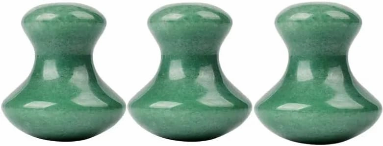 3 Pc Jade Mushroom Shape Tool Natural Rose Quartz Jade Stone Gua Sha Facial Eye Neck Skin Scraper SPA Relax Foot Care,Green