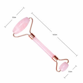 3 PCS Rose Quartz Roller Gua Sha Slimming Face Massager Jade Roller Gua Sha Set #23 (Type D)