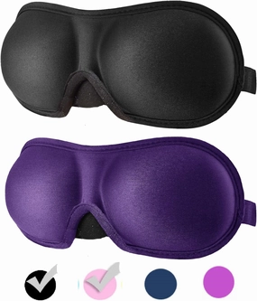 3D Eye mask for Sleeping,Machine Washable, Sleep Mask for Women, Blinder Blindfold Airplane (Black Purple)