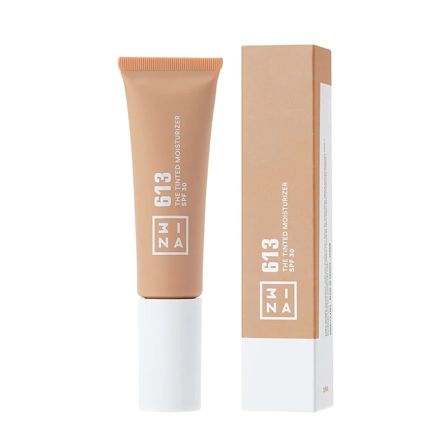3INA MAKEUP - Vegan - Cruelty Free - The Tinted Moisturizer SPF30 613 - Nude - BB Cream Light to Medium Coverage - Hyaluronic Acid - SPF Face Moisturiser For All Skin Tones