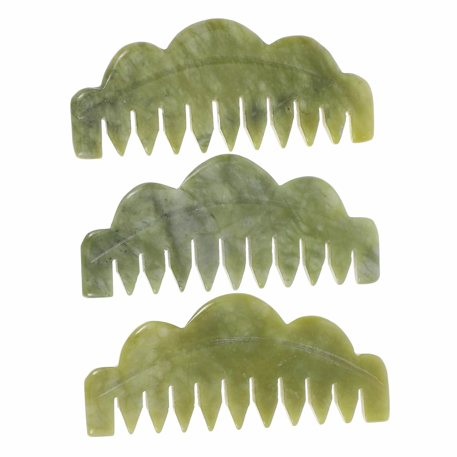 3pcs Jade Gua Hair Comb: Face Massager Scalp Scraping Tool Fine Tooth Boho Hair Brush For Facial Leg Neck Spa